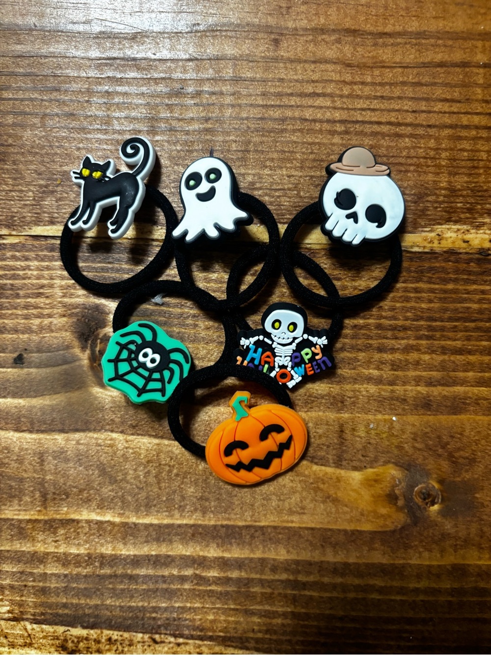 Halloween Kids Hair Tie Set with Orange Pumpkin & Black Cat - Unbranded